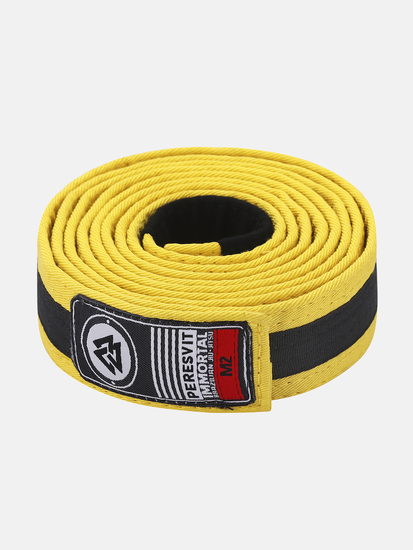 Kids BJJ Gi Belt Yellow Black Stripe