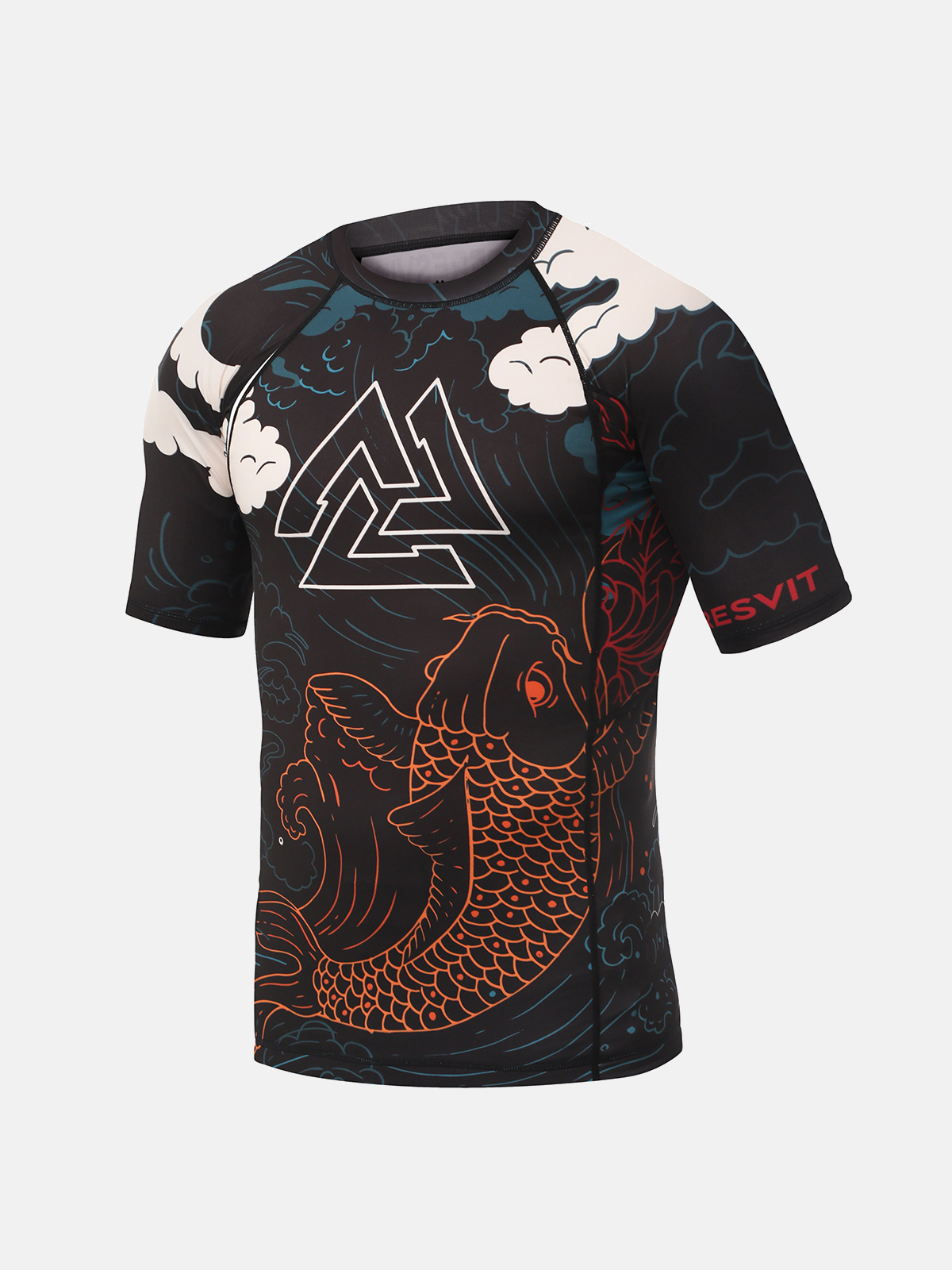 Peresvit Koi Short Sleeve Rashguard Blue Orange Red, Photo № 3