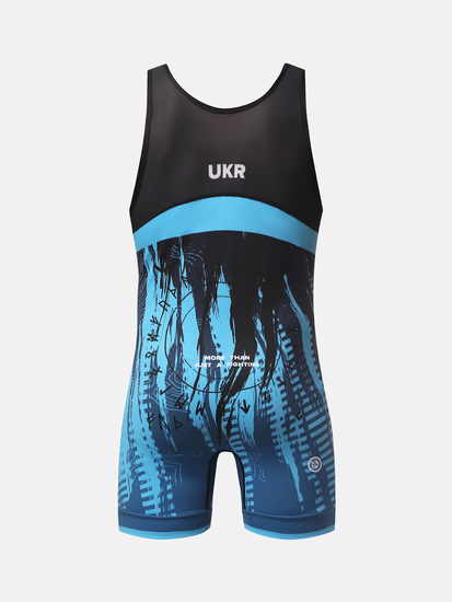 Peresvit Temper Adults Wrestling Singlet Blue Black, Photo № 2