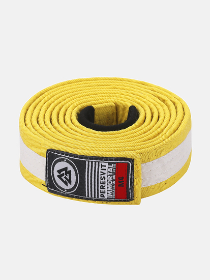 Kids BJJ Gi Belt Yellow White Stripe