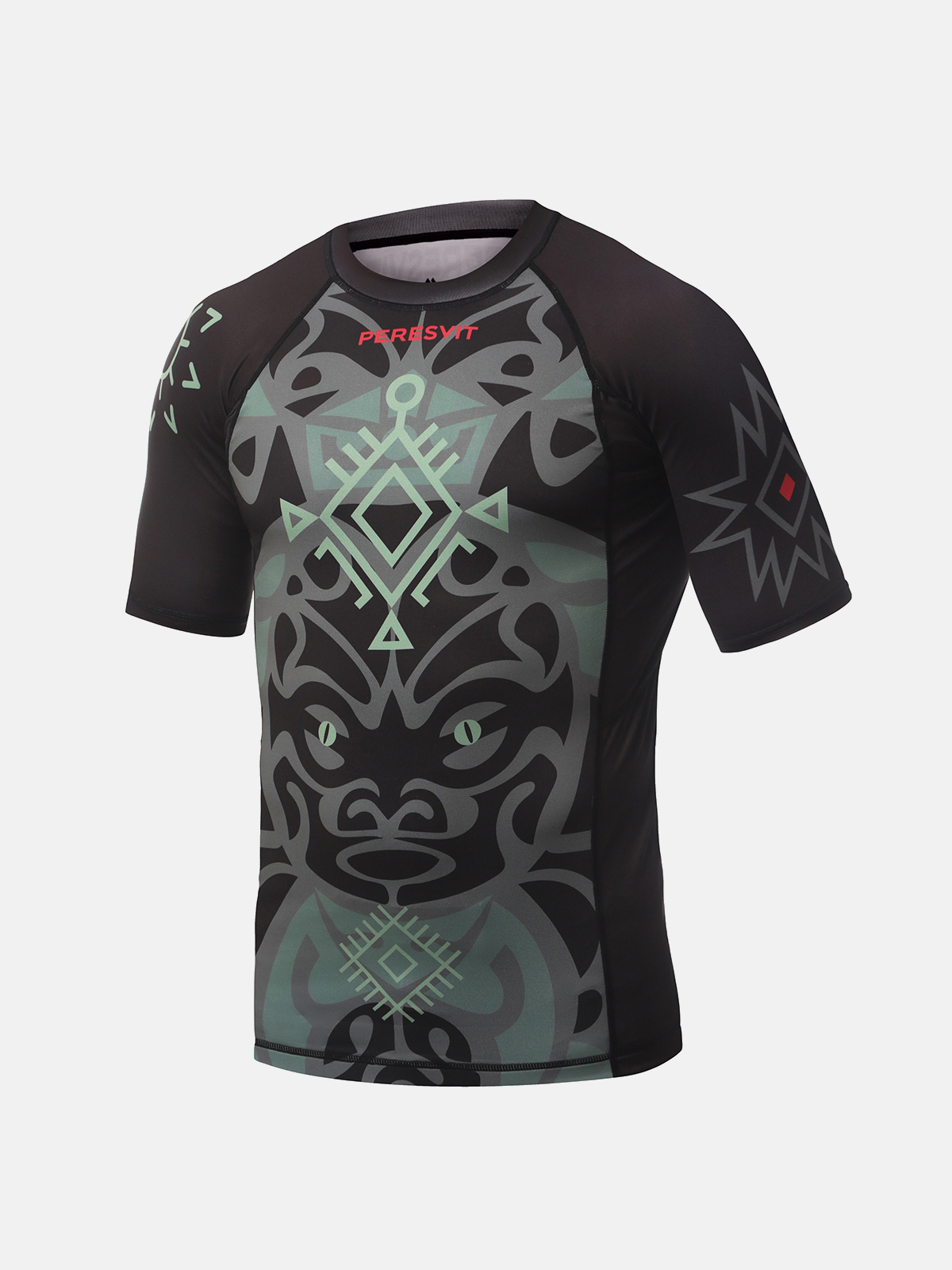 Peresvit Maori Short Sleeve Rashguard Black Military Green, Photo № 3