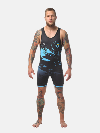 Peresvit Turmoil Adults Wrestling Singlet Blue Black, Photo № 6
