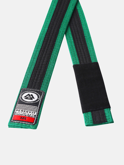 Kids BJJ Gi Belt Green Black Stripe, Photo № 2