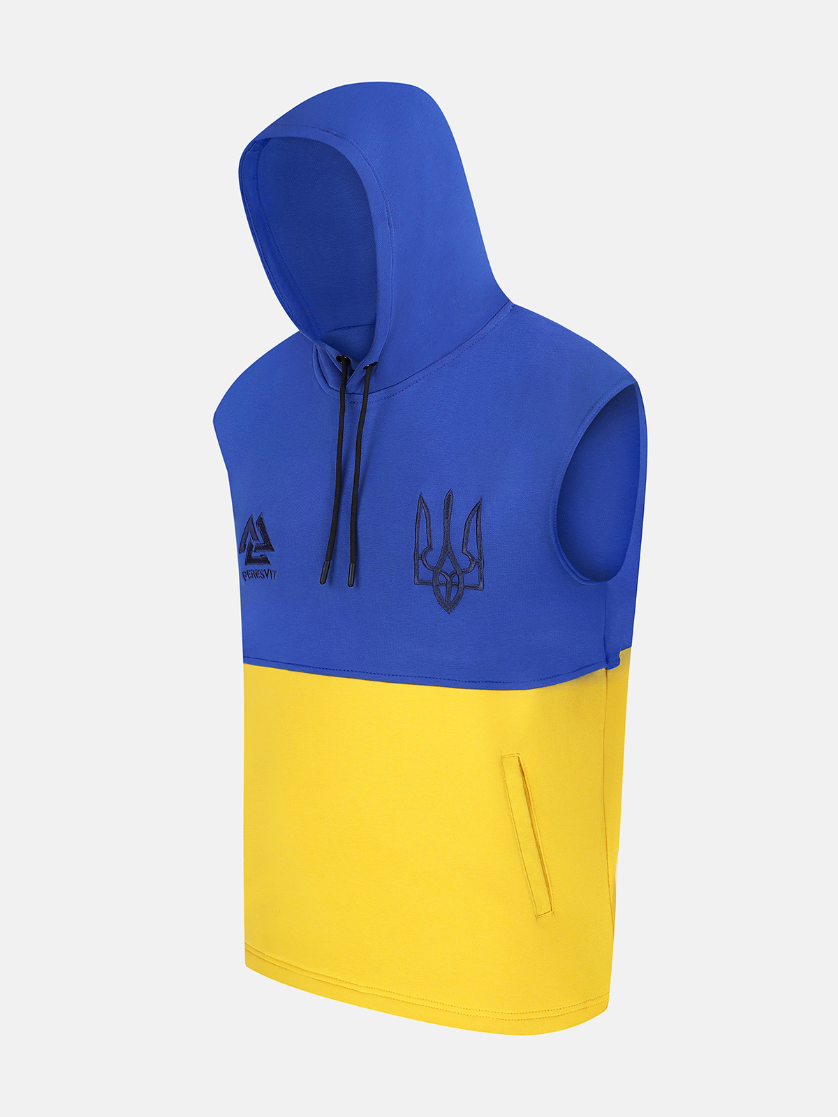 Peresvit Mens Sleeveless Hoodie Blue-Yellow, Photo № 3