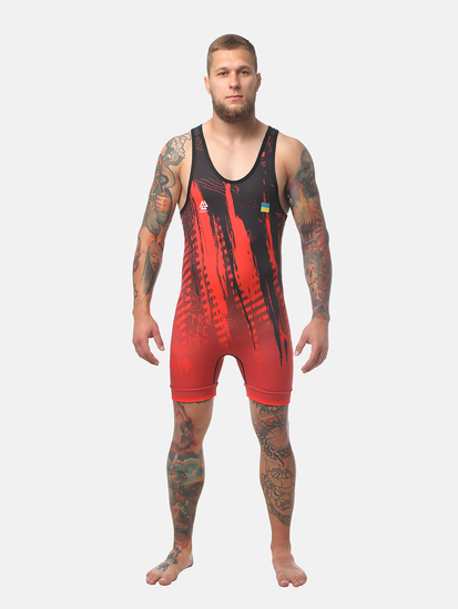 Peresvit Temper Adults Wrestling Singlet Red Black, Photo № 4
